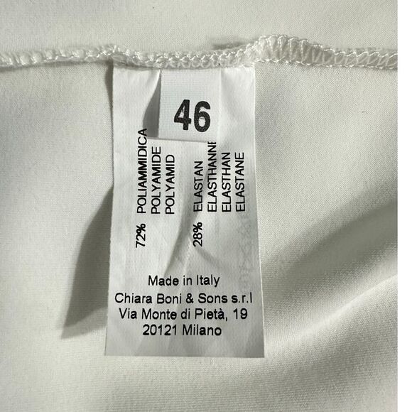 Chiara Boni Elisse Dress Women's 46 White One Shoulder Ruffle Sheath Knee Length - Picture 8 of 14